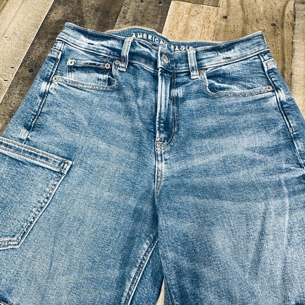 American Eagle Curvy Super High Rise Baggy Straight Jeans Womens 4 X-Long 28x28 - Picture 10 of 12